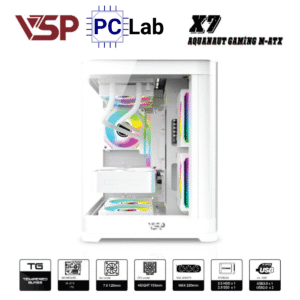 Vỏ case PC máy tính VSP X7 (M-ATX, Mid Tower, Trắng/Đen)
