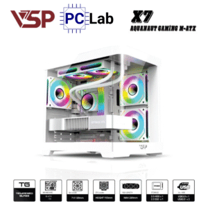 Vỏ case PC máy tính VSP X7 (M-ATX, Mid Tower, Trắng/Đen)