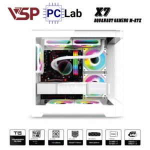 Vỏ case PC máy tính VSP X7 (M-ATX, Mid Tower, Trắng/Đen)