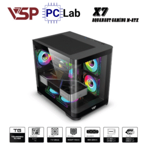 Vỏ case PC máy tính VSP X7 (M-ATX, Mid Tower, Trắng/Đen)