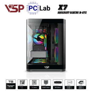 Vỏ case PC máy tính VSP X7 (M-ATX, Mid Tower, Trắng/Đen)