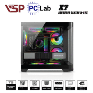 Vỏ case PC máy tính VSP X7 (M-ATX, Mid Tower, Trắng/Đen)