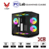 Vỏ case PC máy tính VSP X8 (M-ATX, Mid Tower, Trắng/Đen)