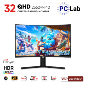 Màn hình cong VSP eSport Gaming VG3218QC1 32inch QHD 180Hz (32'', QHD, 180Hz, 1ms, VA ELED, Adaptive-Sync)