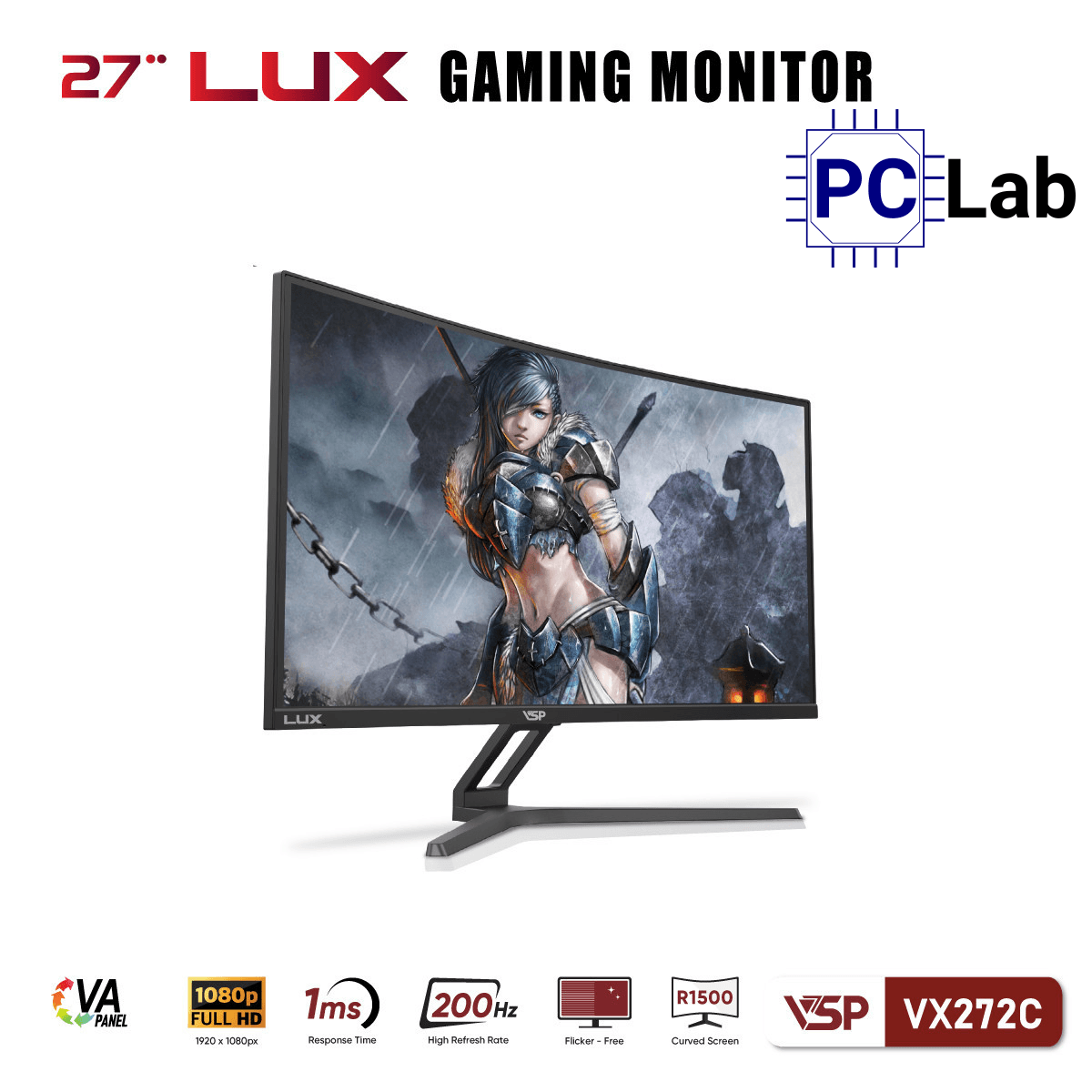 Màn hình cong VSP Gaming VX272C 27inch Full HD 200Hz (27'', Full HD, 200Hz, 1ms, VA, FreeSync)