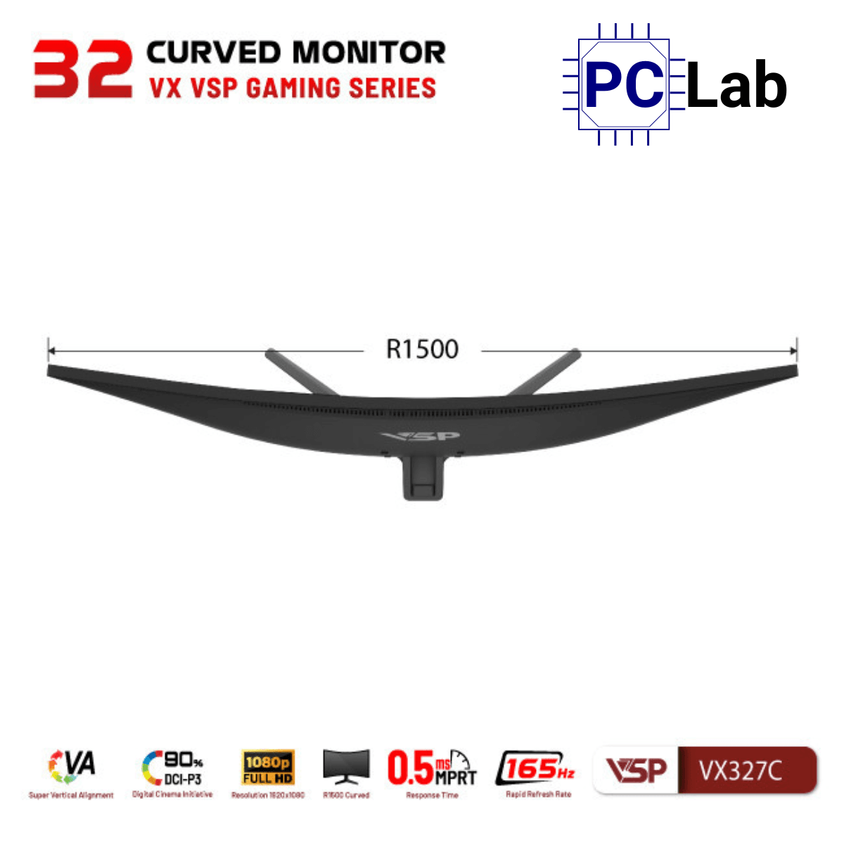 Màn hình cong VSP Gaming VX327C 31.5inch Full HD 165Hz (31.5'', Full HD, 165Hz, 0.5ms, VA)