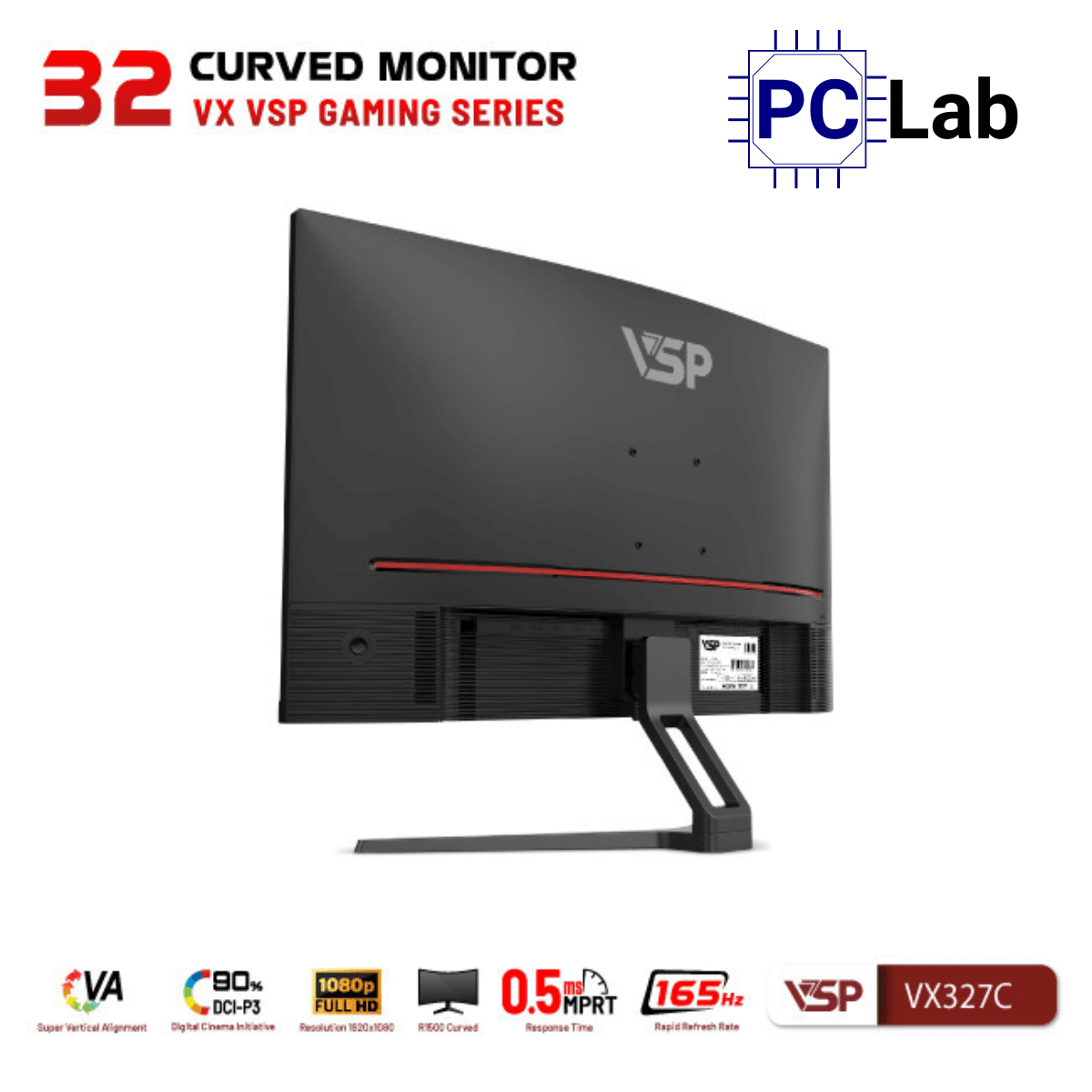 Màn hình cong VSP Gaming VX327C 31.5inch Full HD 165Hz (31.5'', Full HD, 165Hz, 0.5ms, VA)