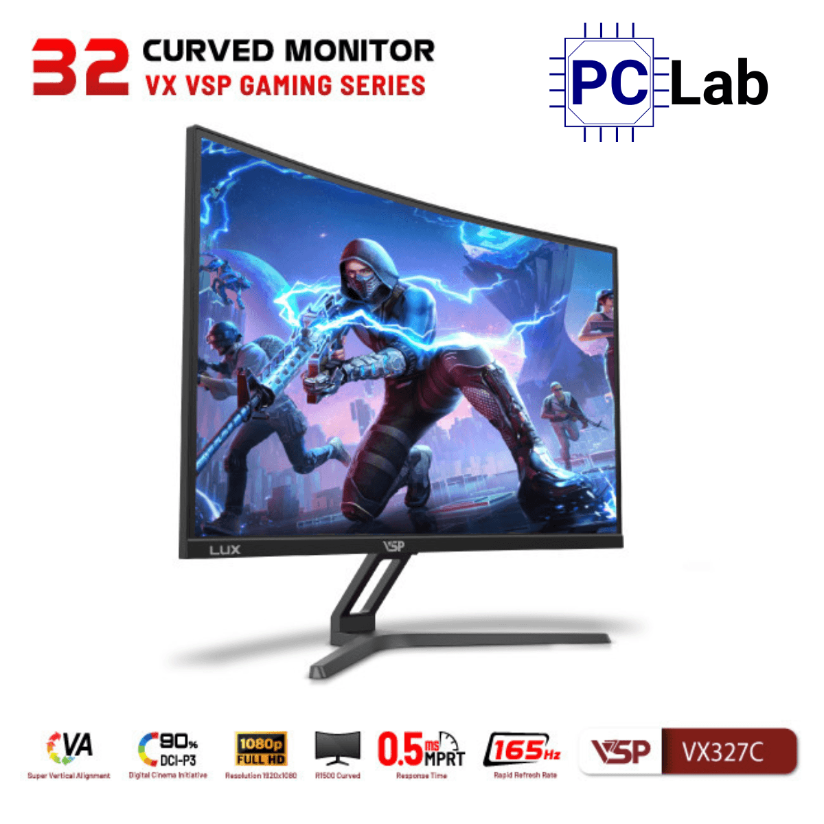 Màn hình cong VSP Gaming VX327C 31.5inch Full HD 165Hz (31.5'', Full HD, 165Hz, 0.5ms, VA)