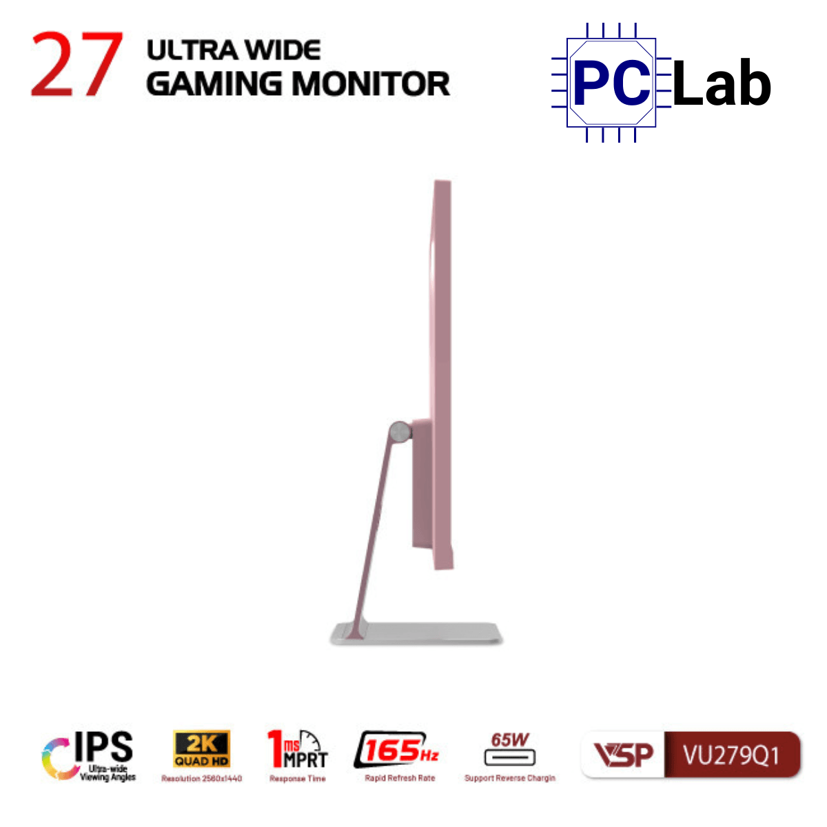 Màn hình cong VSP UltraWide VU279Q1 27inch QHD 165Hz (27'', QHD, 165Hz, 1ms, IPS, FreeSync) - Trắng/Hồng