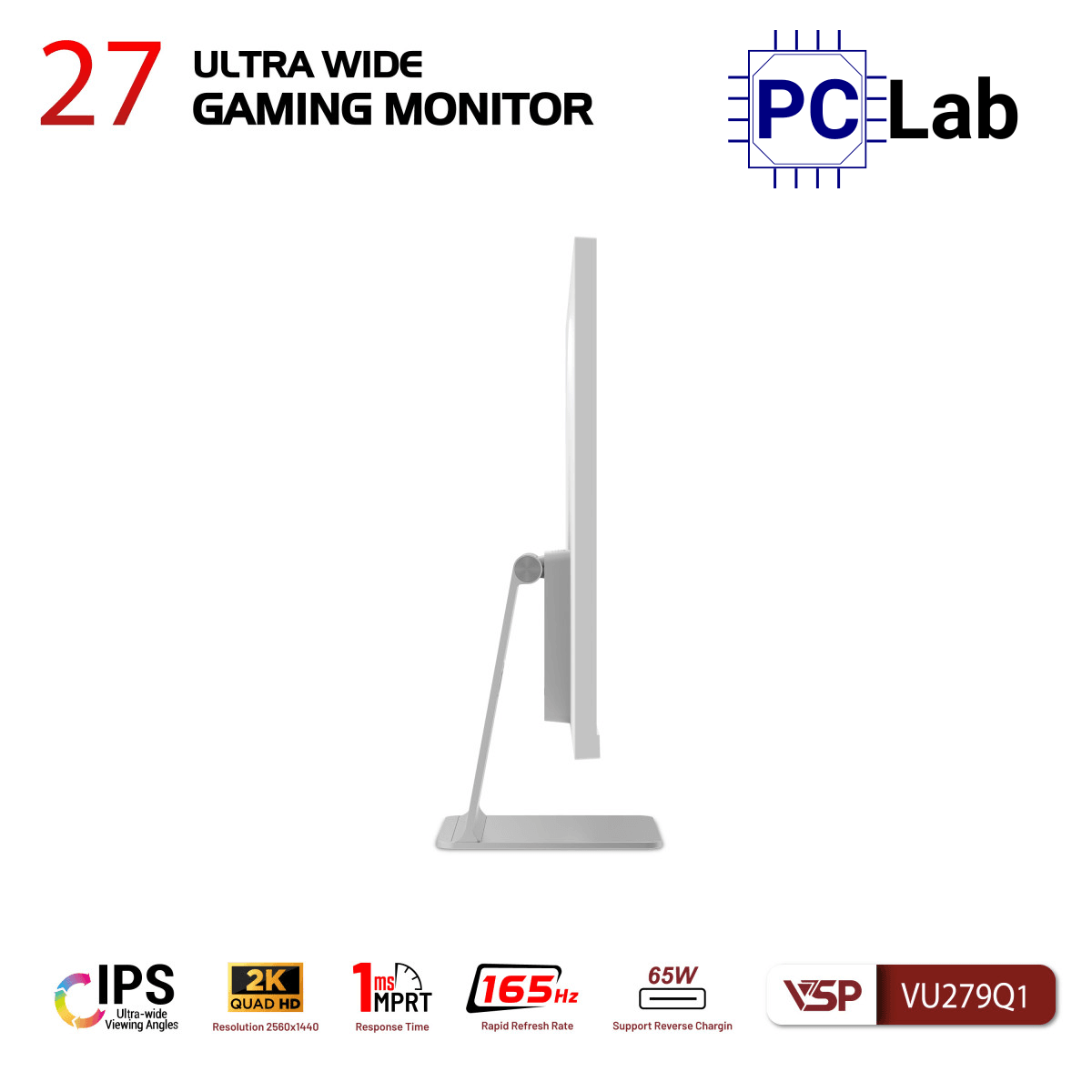 Màn hình cong VSP UltraWide VU279Q1 27inch QHD 165Hz (27'', QHD, 165Hz, 1ms, IPS, FreeSync) - Trắng/Hồng