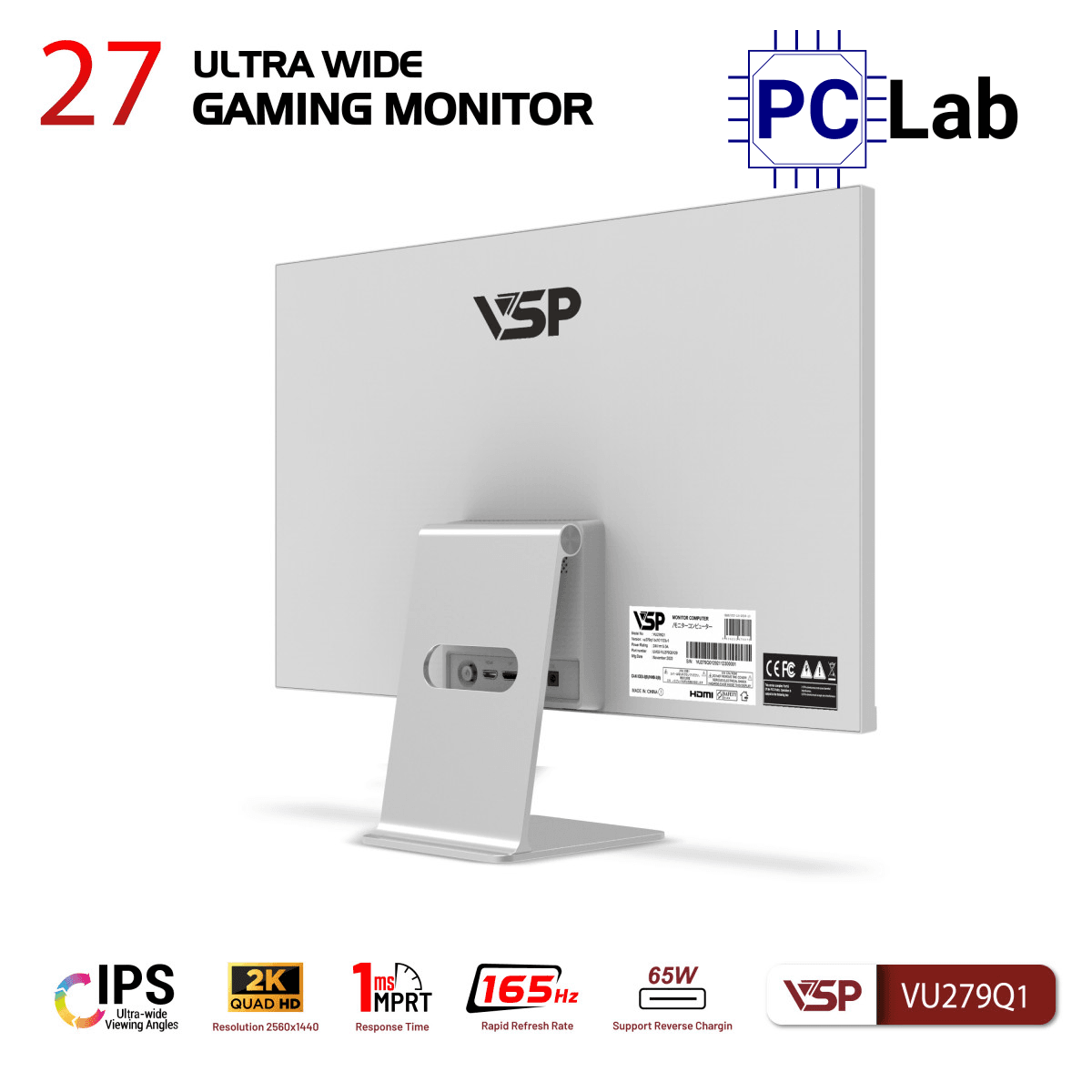 Màn hình cong VSP UltraWide VU279Q1 27inch QHD 165Hz (27'', QHD, 165Hz, 1ms, IPS, FreeSync) - Trắng/Hồng