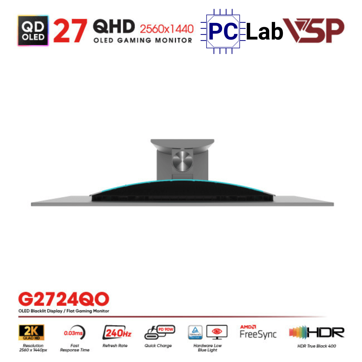 Màn hình VSP Ai Gaming Vision Pro G2724QO 27inch QHD 240Hz (27'', QHD, 240Hz, 0.03ms, G-Sync, QD-OLED)