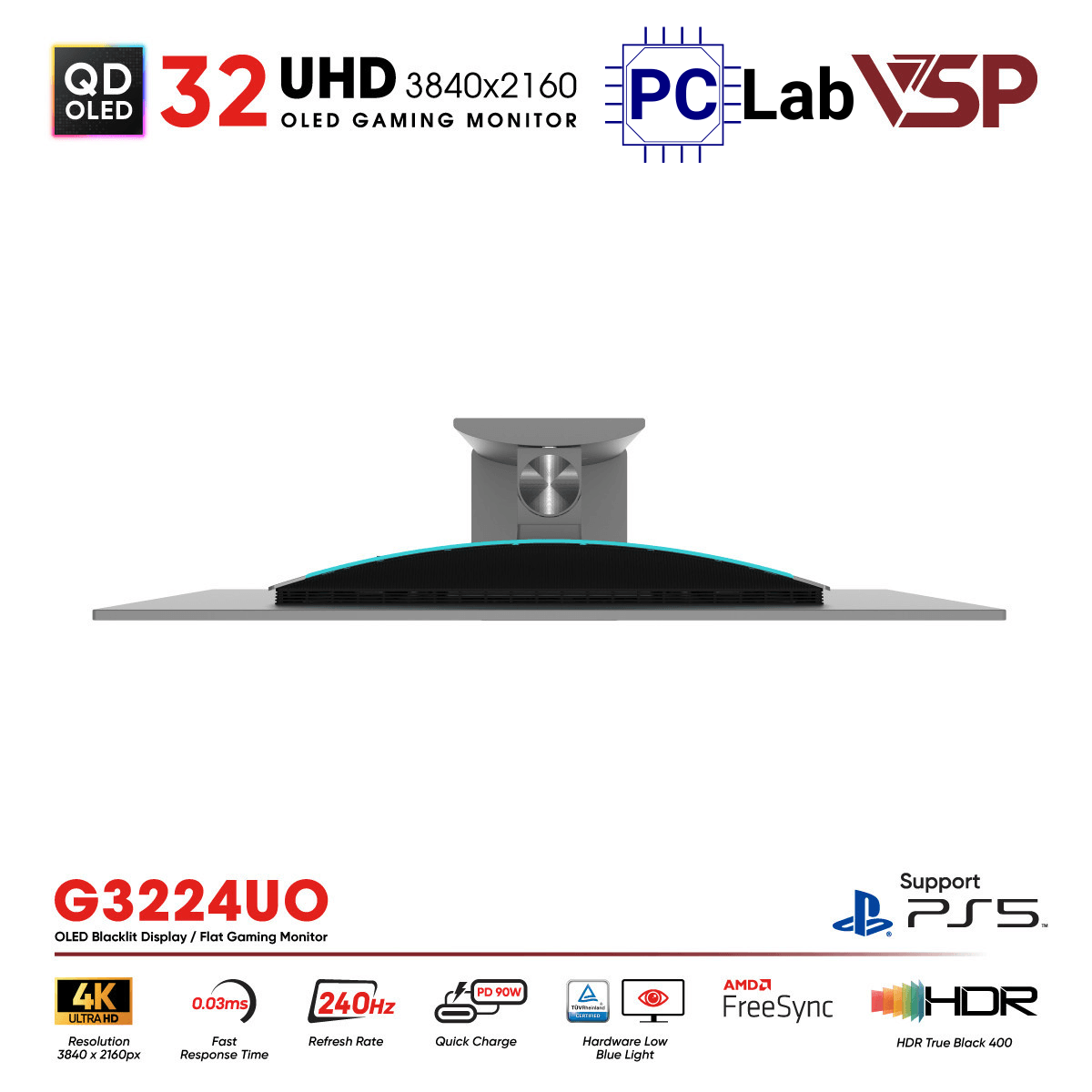 Màn hình VSP Ai Gaming Vision Pro G3224UO 32inch 4K 240Hz (32'', 4K, 240Hz, 0.03ms, G-Sync, QD-OLED)