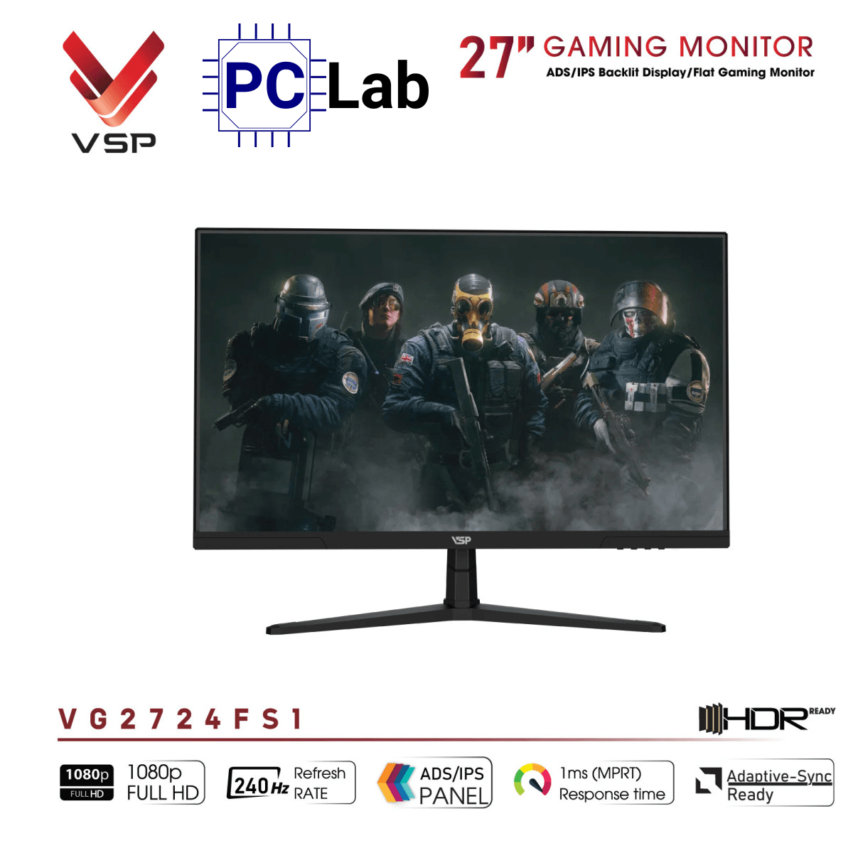 Màn hình VSP eSport Gaming VG2724FS1 27inch Full HD 240Hz (27'', Full HD, 240Hz, 1ms, IPS, FreeSync)