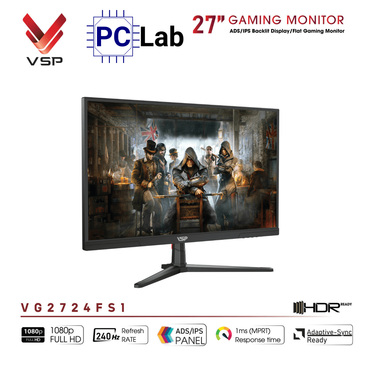 Màn hình VSP eSport Gaming VG2724FS1 27inch Full HD 240Hz (27'', Full HD, 240Hz, 1ms, IPS, FreeSync)