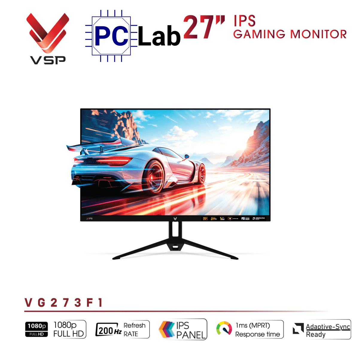 Màn hình VSP eSport Gaming VG273F1 27inch Full HD 200Hz (27'', Full HD, 200Hz, 1ms, IPS, FreeSync/Adaptive-Sync)