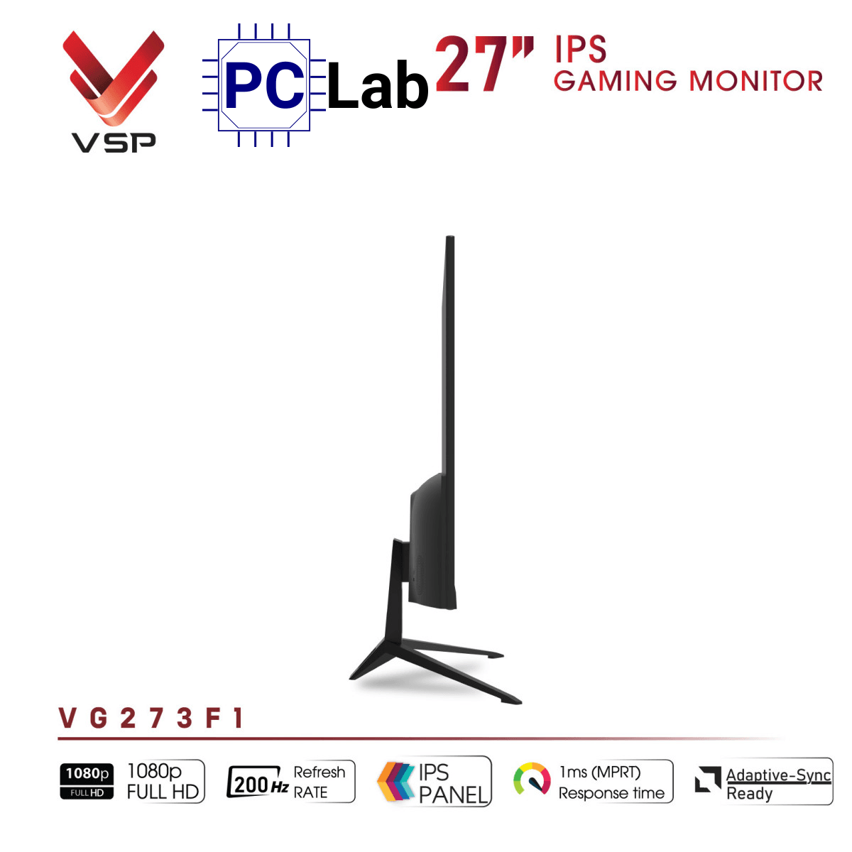 Màn hình VSP eSport Gaming VG273F1 27inch Full HD 200Hz (27'', Full HD, 200Hz, 1ms, IPS, FreeSync/Adaptive-Sync)