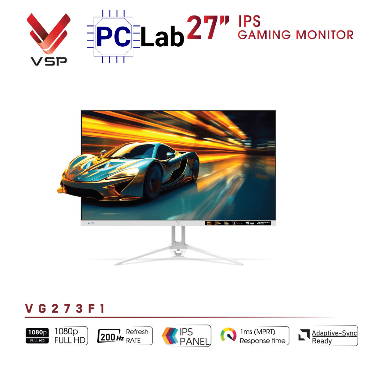 Màn hình VSP eSport Gaming VG273F1 27inch Full HD 200Hz (27'', Full HD, 200Hz, 1ms, IPS, FreeSync/Adaptive-Sync)