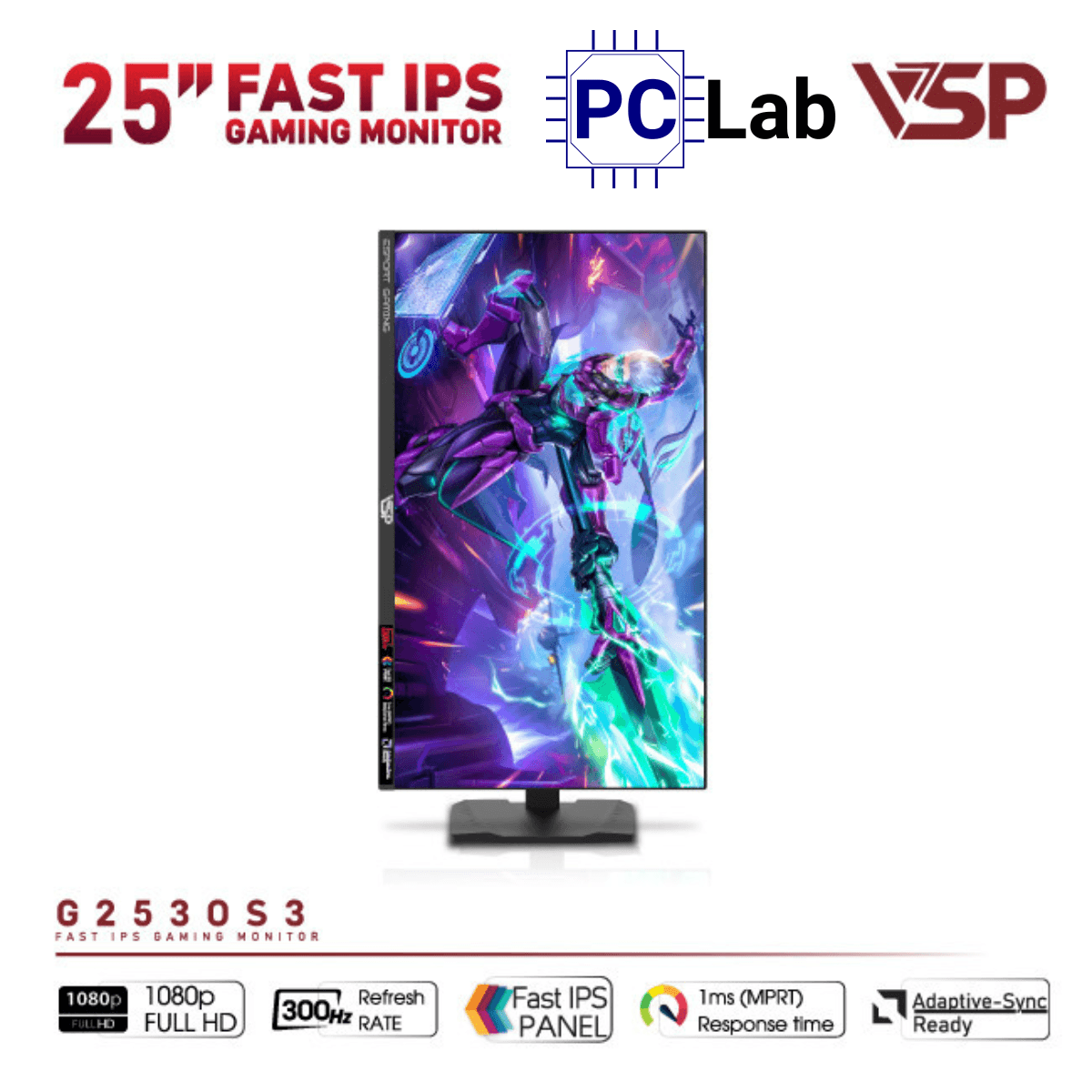 Màn hình VSP Gaming G2530S4 25inch Full HD 300Hz (25'', Full HD, 300Hz, 1ms, Fast IPS)