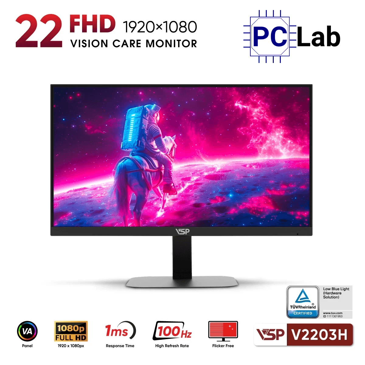 Màn hình VSP V2203H 22inch Full HD 100Hz (22'', Full HD, 100Hz, 5ms, VA) – Đen