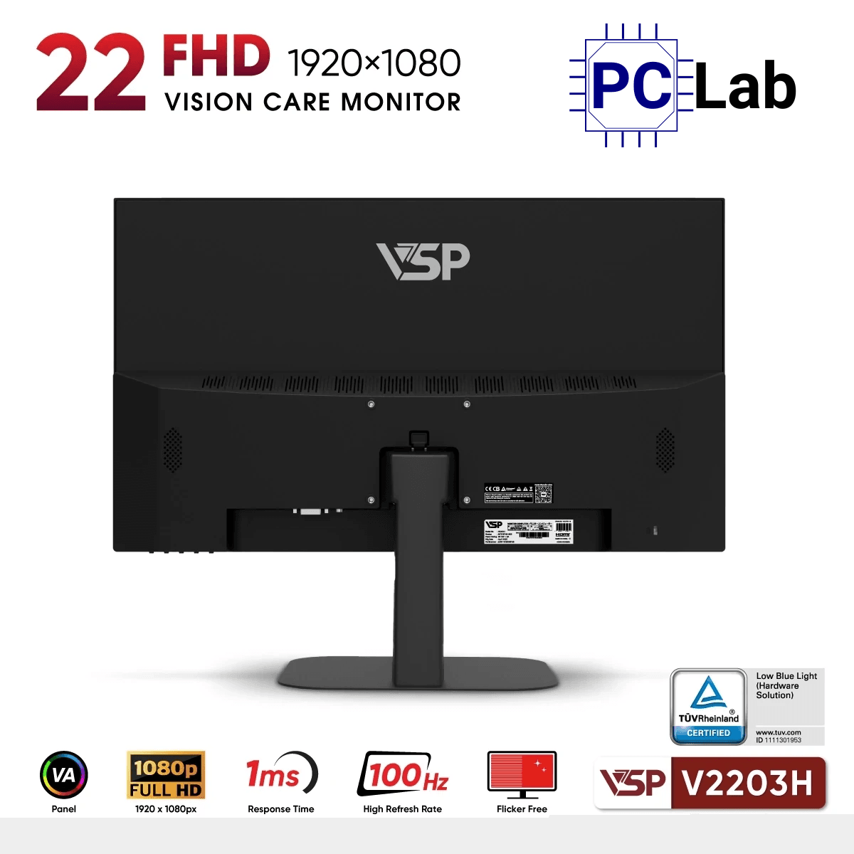 Màn hình VSP V2203H 22inch Full HD 100Hz (22'', Full HD, 100Hz, 5ms, VA) – Đen