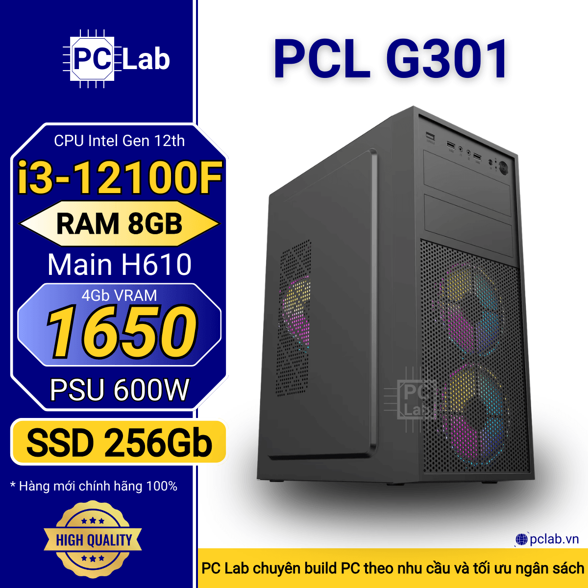 PC Gaming PCL G301 (Intel Core i3-12100F, RAM 8GB, GTX1650 4Gb)