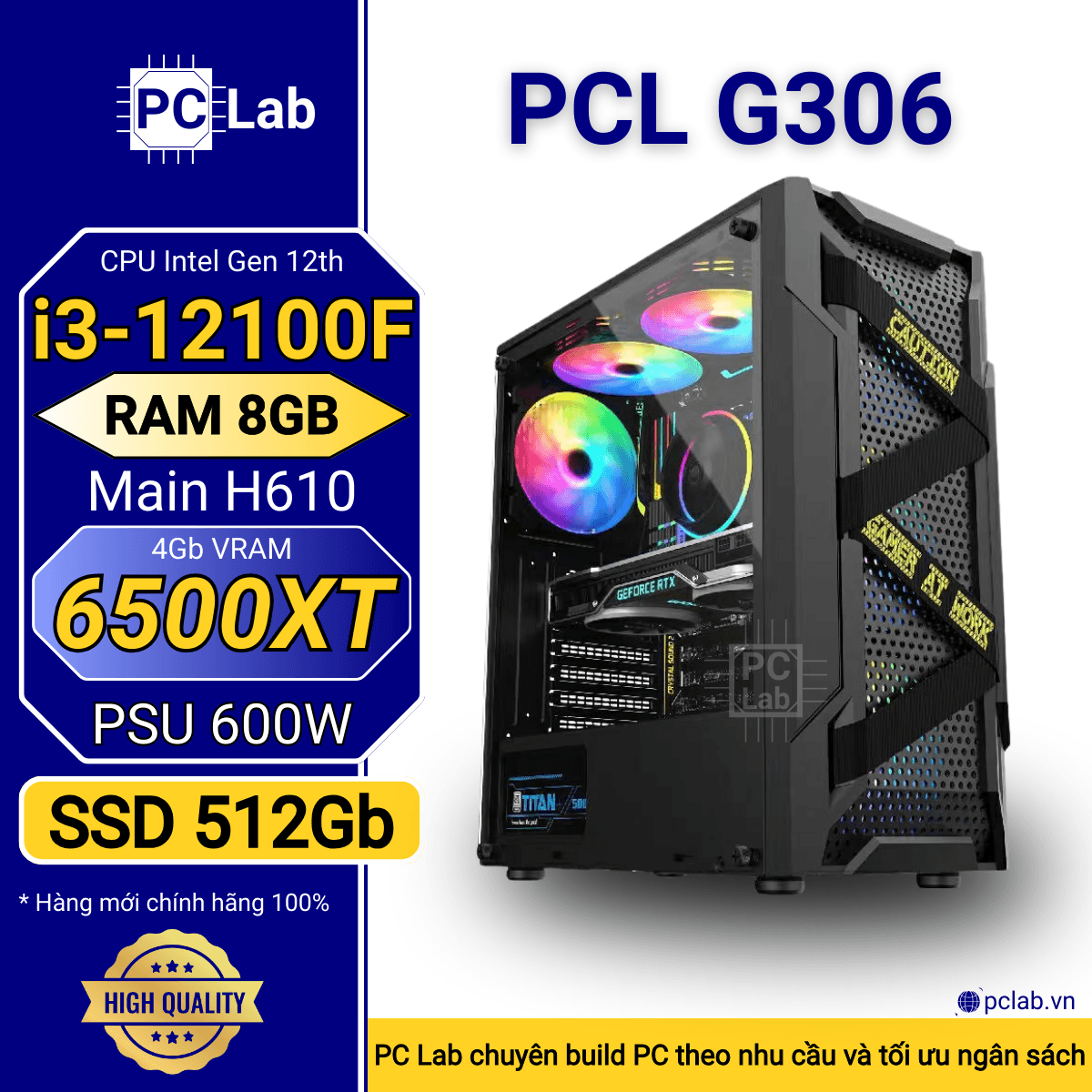 PC Gaming PCL G306 (Intel Core i3-12100F, RAM 8GB, 6500XT 4Gb)
