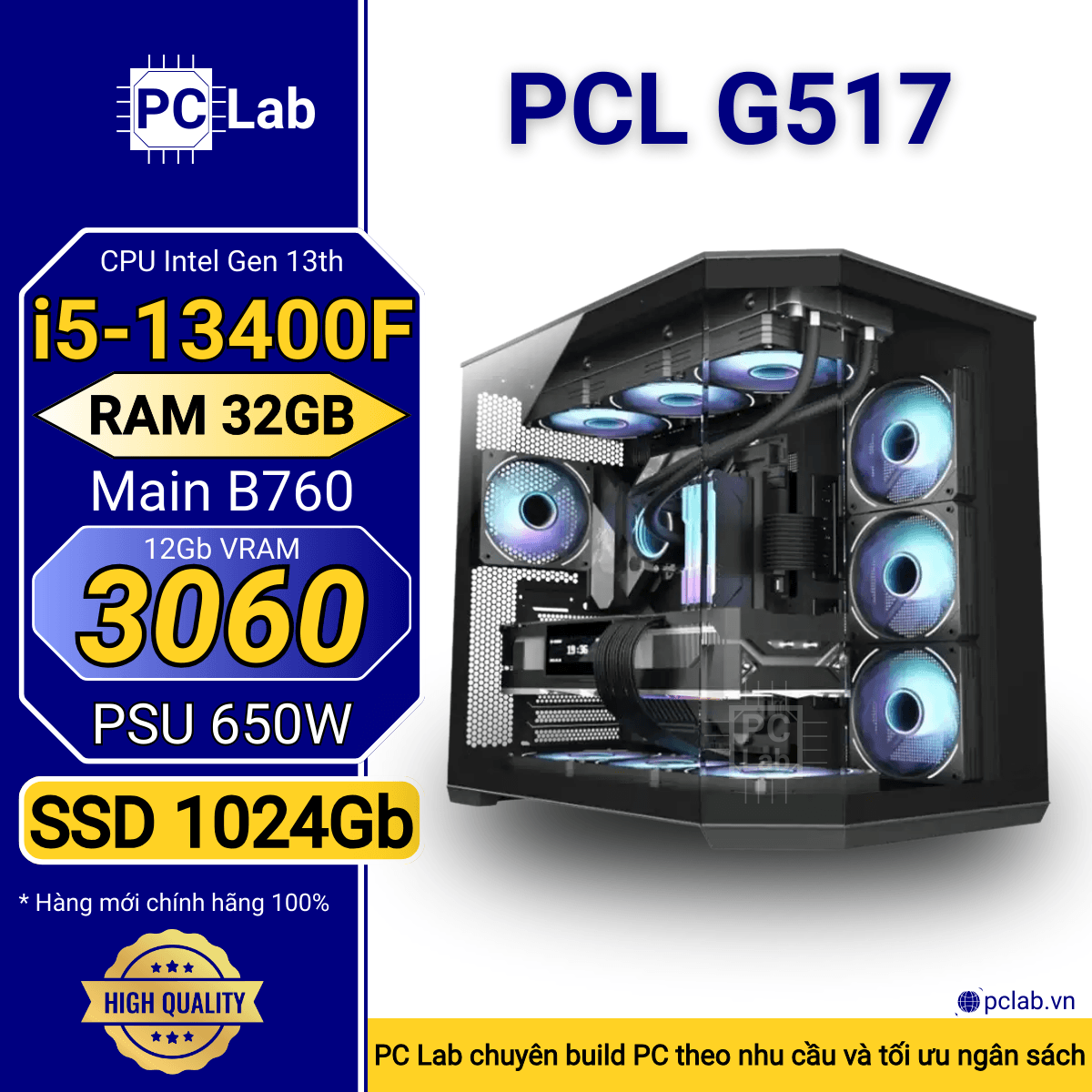 PC Gaming PCL G517 (Intel Core i5-13400F, RAM 32GB, RTX3060 12Gb)