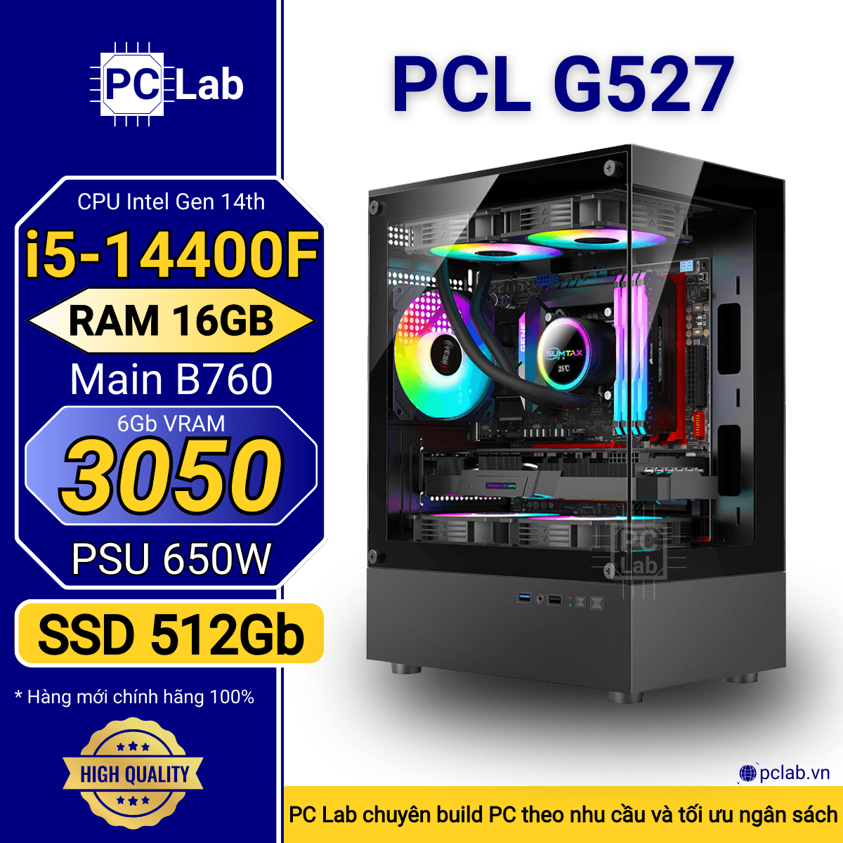PC Gaming PCL G527 (Intel Core i5-14400F, RAM 16GB, RTX3050 6Gb)