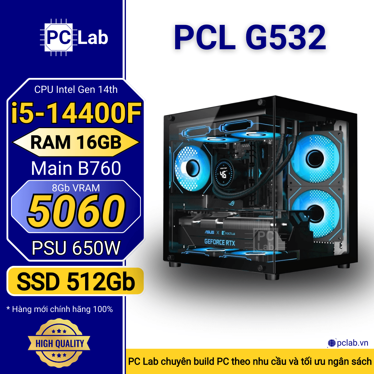 PC Gaming PCL G532 (Intel Core i5-14400F, RAM 16GB, RTX5060 8Gb)