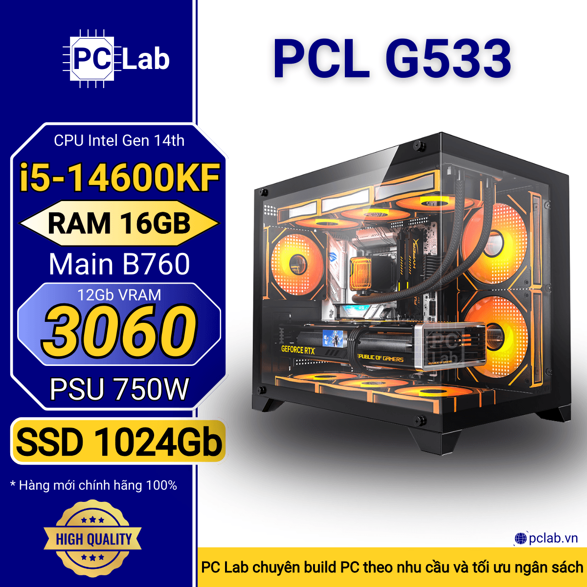 PC Gaming PCL G533 (Intel Core i5-14400F, RAM 16GB, RTX3060 12Gb)