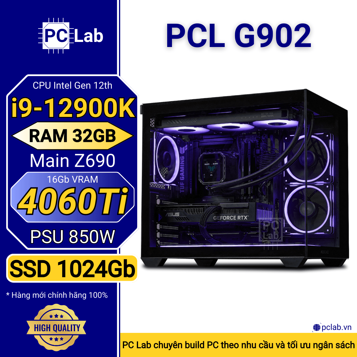 PC Gaming PCL G902 (Intel Core i9-12900K, RAM 32GB, RTX4060Ti 16Gb)