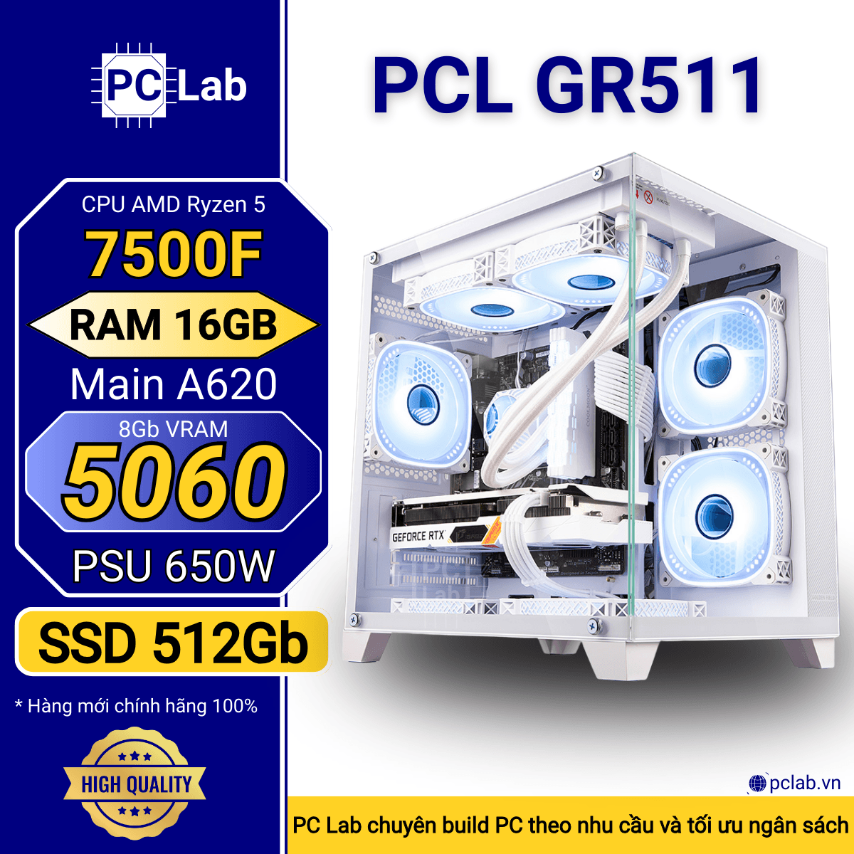PC Gaming PCL GR511 (AMD Ryzen 5 7500F, RAM 16GB, RTX5060 8Gb)