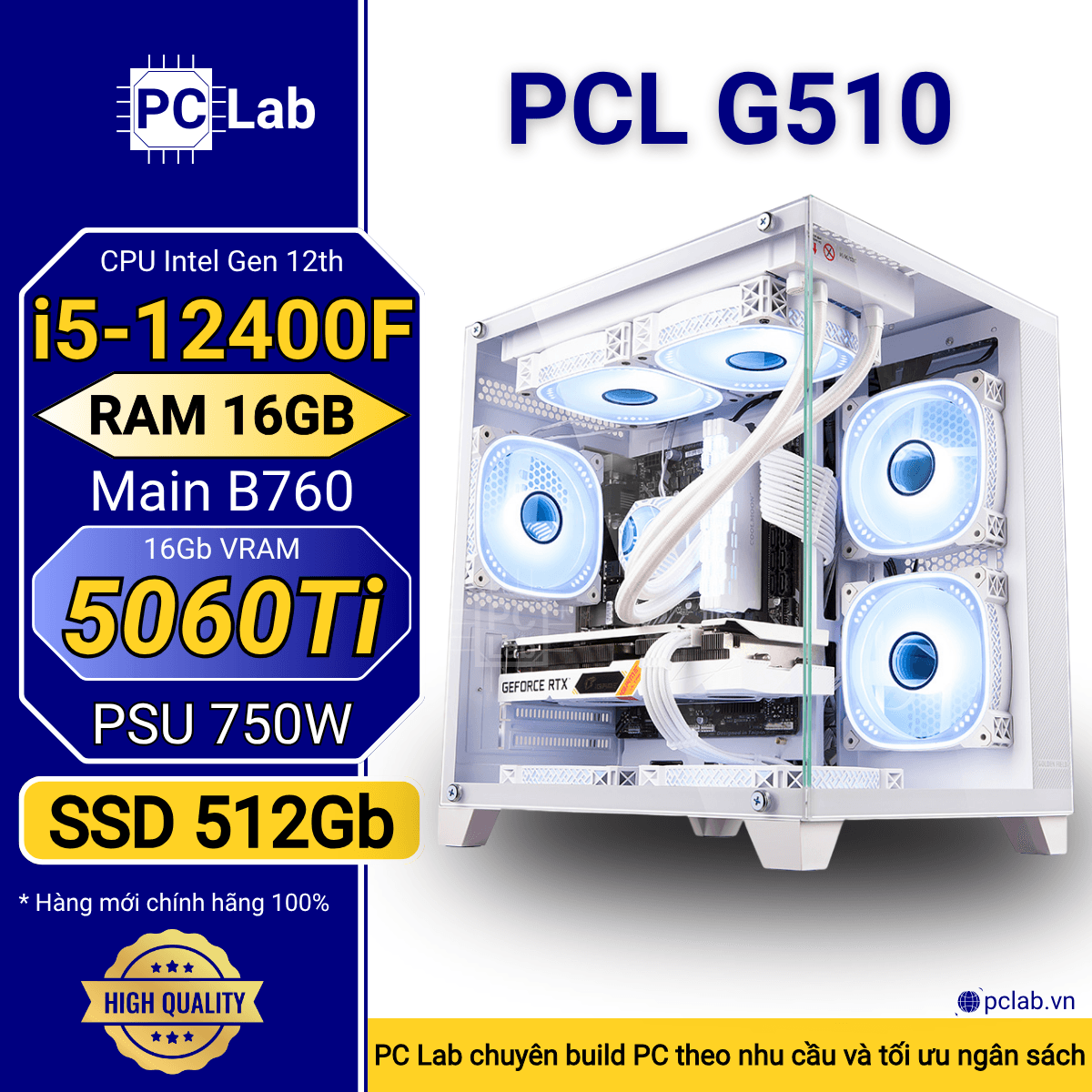 PC Gaming PCL G510 (Intel Core i5-12400F, RAM 16GB, RTX5060Ti 16Gb)