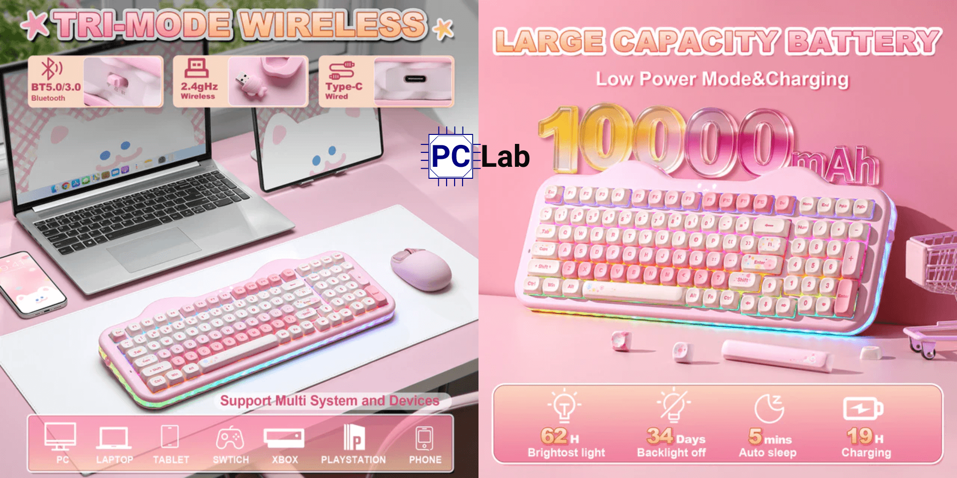 Bàn phím cơ YUNZII C98 Cake Meow thiết kế dễ thương, layout 96%, kết nối 3 chế độ, pin 10000mAh, gõ êm mượt, RGB đẹp, hot-swap tiện custom