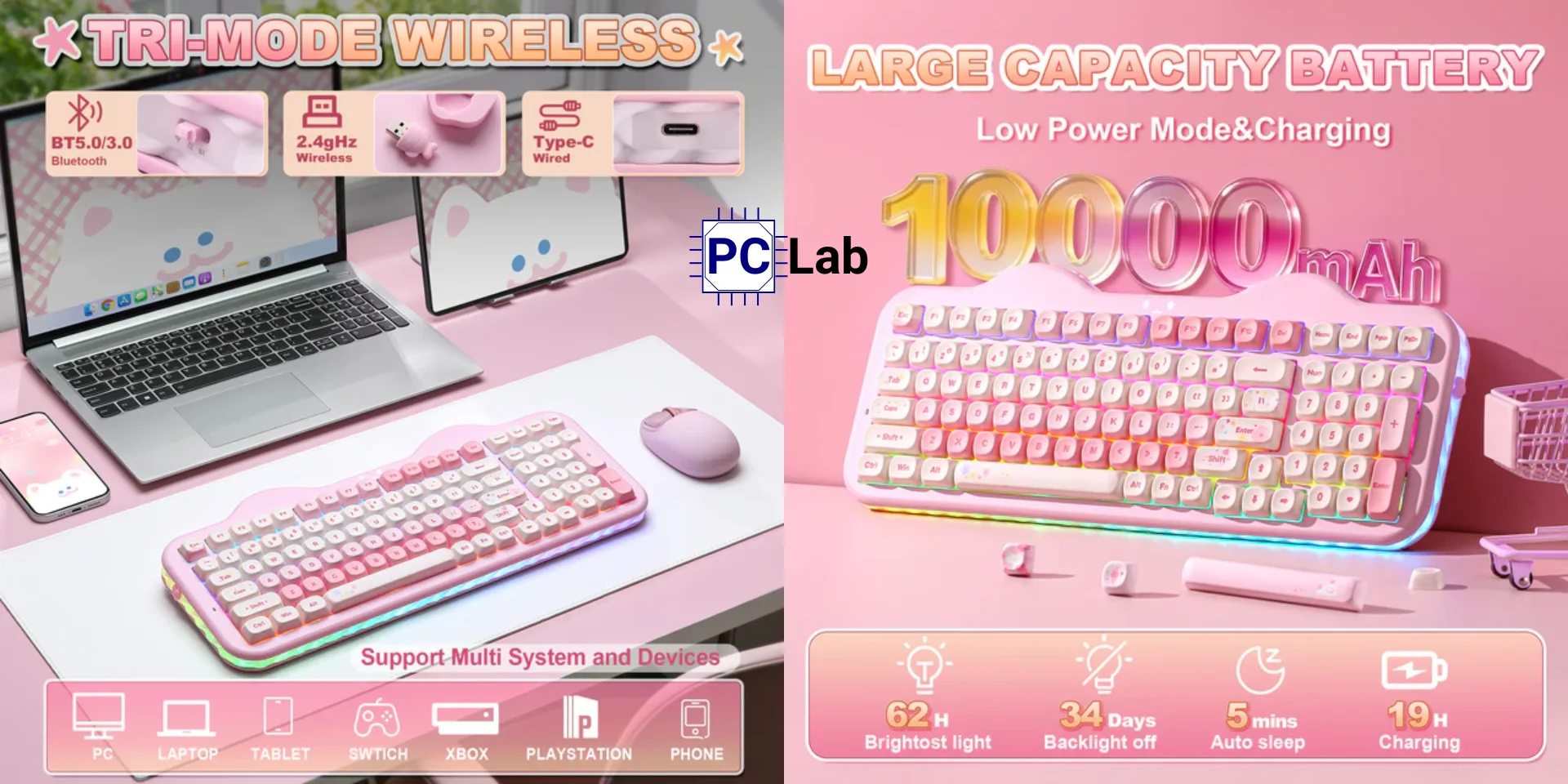 Bàn phím cơ YUNZII C98 Cake Meow thiết kế dễ thương, layout 96%, kết nối 3 chế độ, pin 10000mAh, gõ êm mượt, RGB đẹp, hot-swap tiện custom