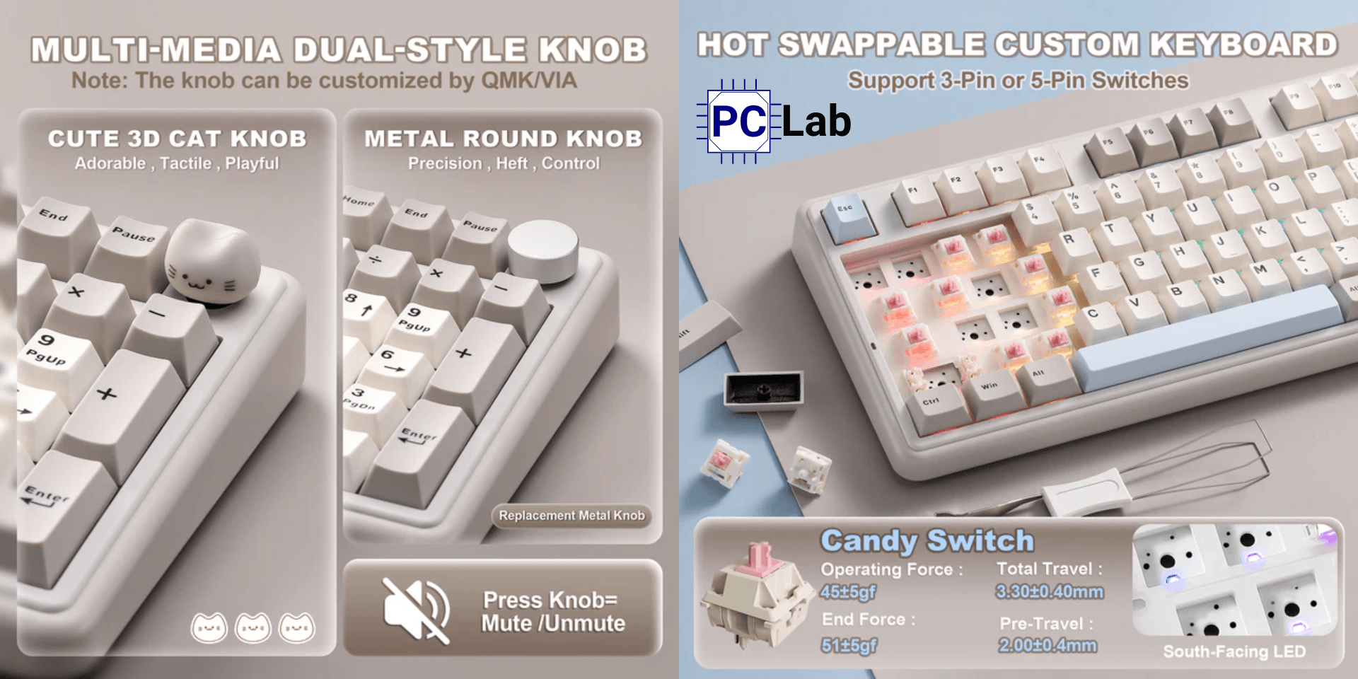 Bàn phím cơ YUNZII B98 PRO, thiết kế ergonomic, keycap Cherry, logo mèo LED hiển thị pin