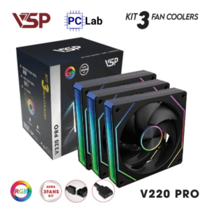 Fan Case VSP V220 Pro (Bộ 3 quạt 120mm + Hub, Đen/Trắng)