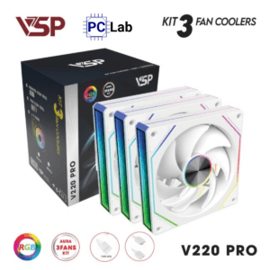 Fan Case VSP V220 Pro (Bộ 3 quạt 120mm + Hub, Đen/Trắng)