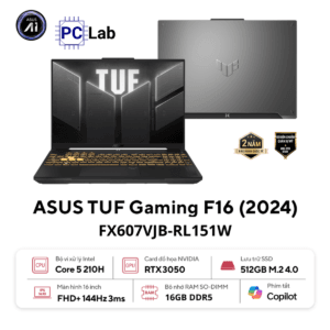 Laptop ASUS TUF Gaming F16 FX607VJB-RL151W (Core 5-210H, 16GB, 512GB, RTX 3050 6GB, 16" WUXGA 144Hz, Win11 SL, Gray)