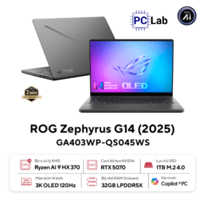 Laptop Gaming ASUS ROG Zephyrus G14 GA403WP-QS045WS (Ryzen AI 9 HX 370, 32GB, 1TB, RTX 5070, 14" 3K OLED 120Hz, Win11, Office, Gray)