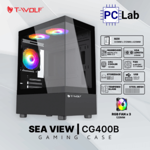 Vỏ case PC máy tính T-WOLF TW-CG400B (M-ATX, Mini Tower, Đen)