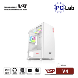 Vỏ case PC máy tính VSP COLOR GAMUT V4 (M-ATX, Mini Tower, Đen/Trắng/Xanh)