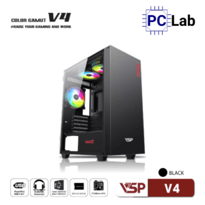 Vỏ case PC máy tính VSP COLOR GAMUT V4 (M-ATX, Mini Tower, Đen/Trắng/Xanh)
