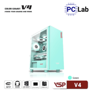 Vỏ case PC máy tính VSP COLOR GAMUT V4 (M-ATX, Mini Tower, Đen/Trắng/Xanh)