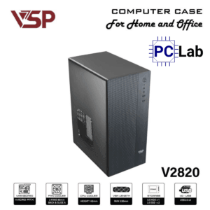 Vỏ case PC máy tính VSP V2820 (M-ATX, Mini Tower, Đen)