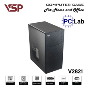 Vỏ case PC máy tính VSP V2821 (M-ATX, Mid Tower, Đen)