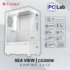 Vỏ case PC máy tính T-WOLF TW-CG300W (M-ATX, Mini Tower, Trắng)