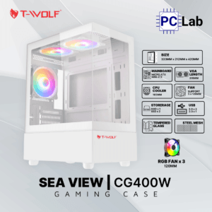 Vỏ case PC máy tính T-WOLF TW-CG400W (M-ATX, Mini Tower, Trắng)