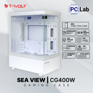 Vỏ case PC máy tính T-WOLF TW-CG400W (M-ATX, Mini Tower, Trắng)
